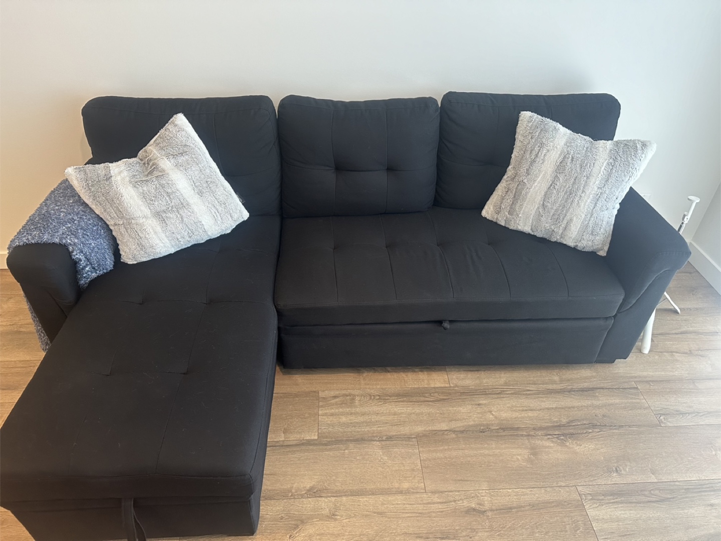Black Sectional Sofa with Pull-Out Sleeper - photo 4