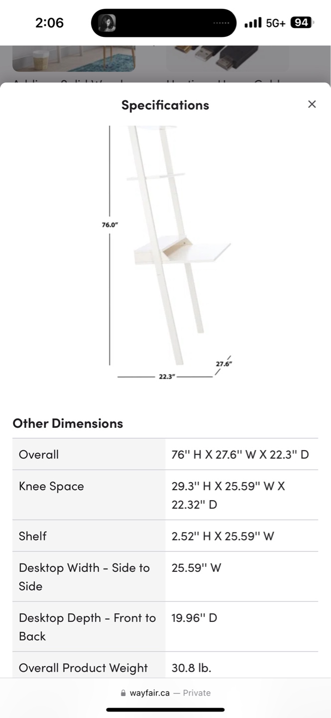White Ladder Desk with Shelves - photo 3