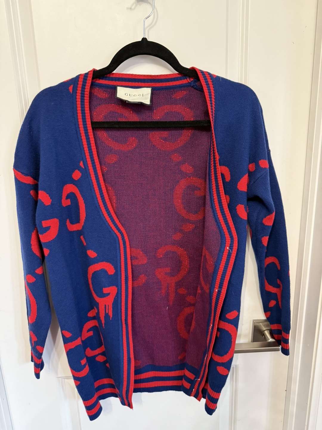 Gucci Blue and Red Graffiti Print Cardigan - photo 2