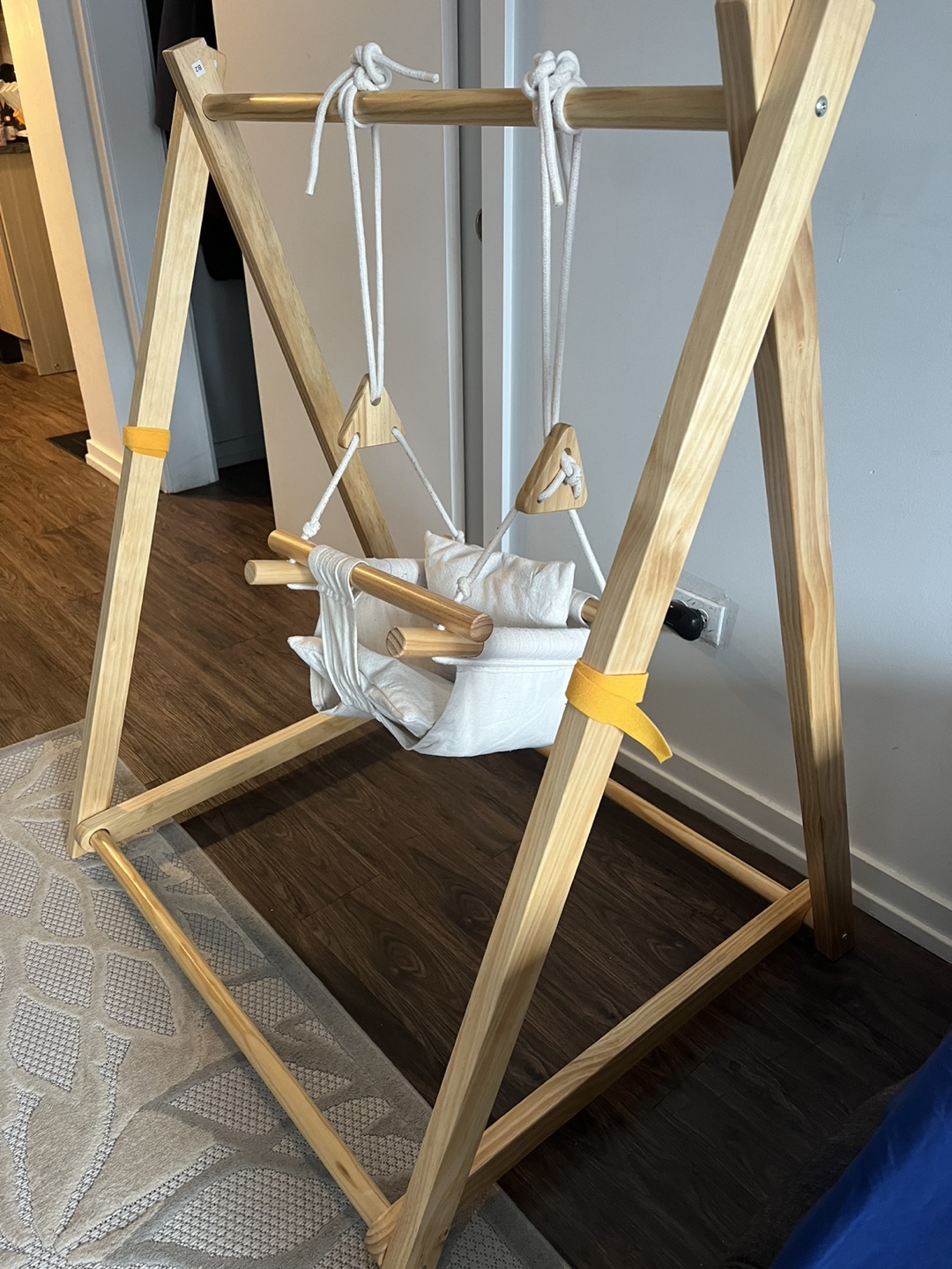 Wooden Baby Swing Stand with Hanging Seat - photo 2