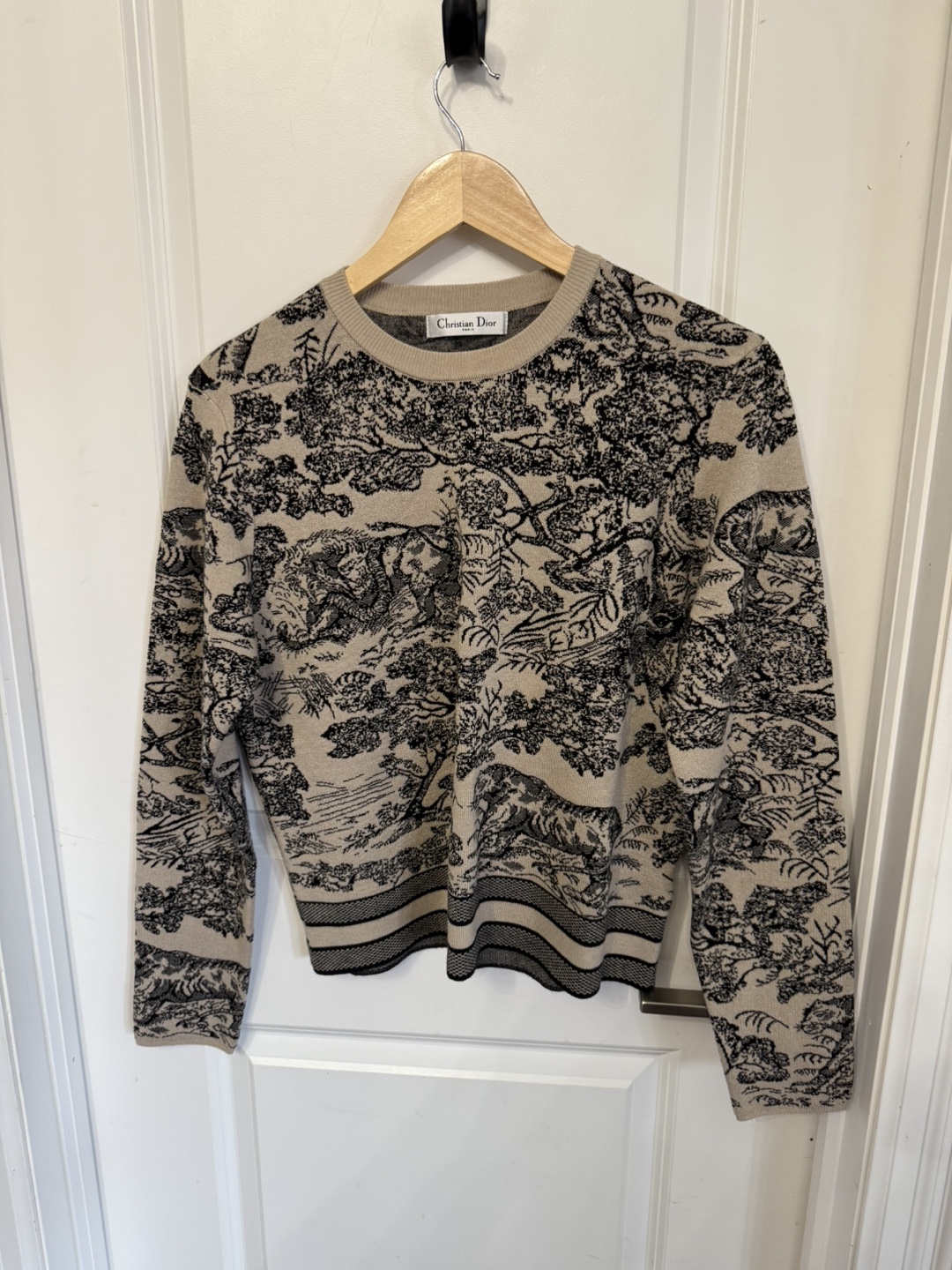 Christian Dior Paris Beige & Black Knit Sweater