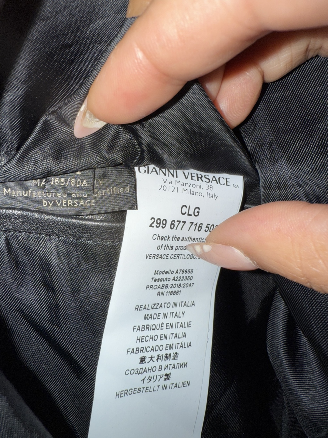 Versace Black Leather & Textile Hooded Jacket - photo 3