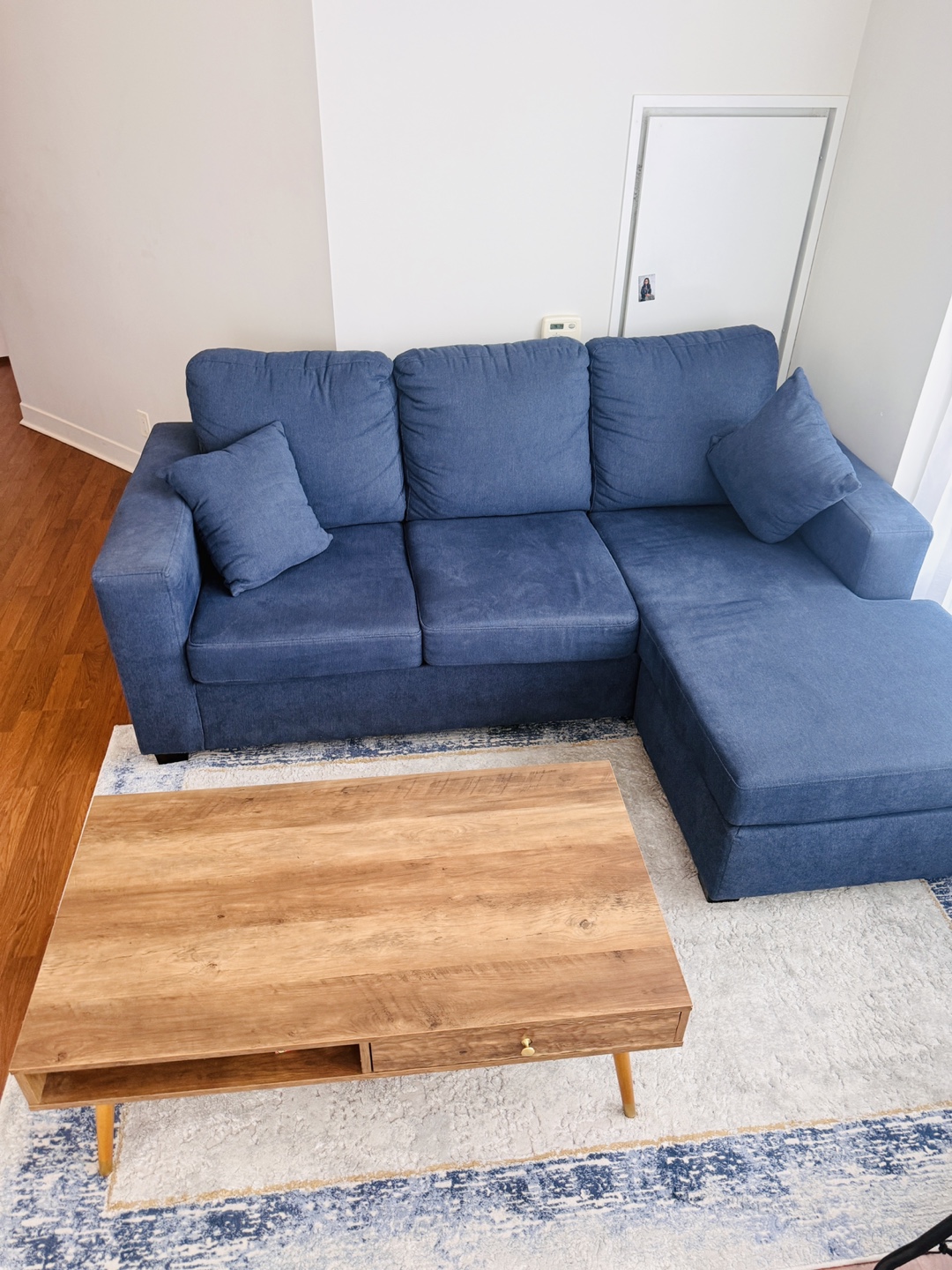 Blue Sectional convertible Sofa and Coffee Table - photo 3