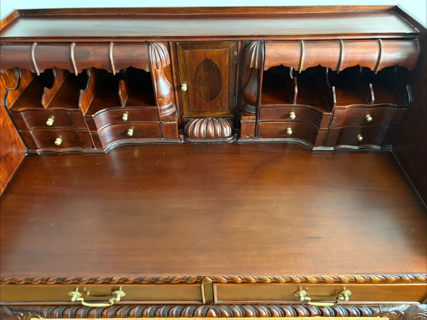 Antique Solid Mahogany Chippendale Writing Desk image indicator(2)