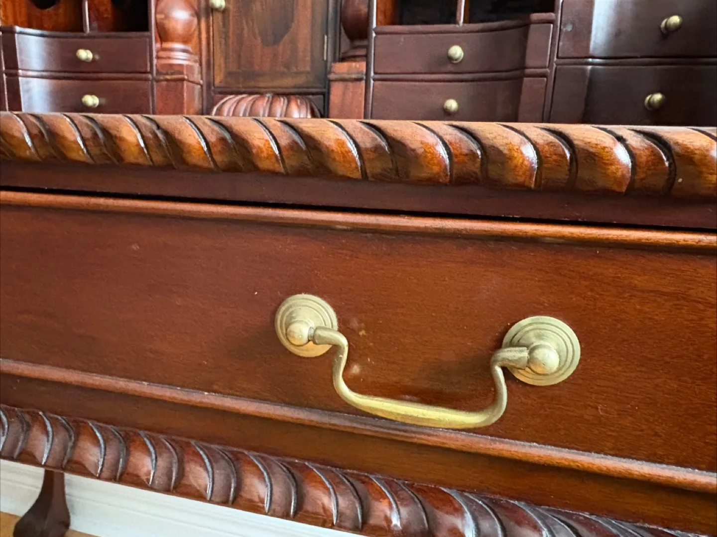 Antique Solid Mahogany Chippendale Writing Desk image indicator(3)