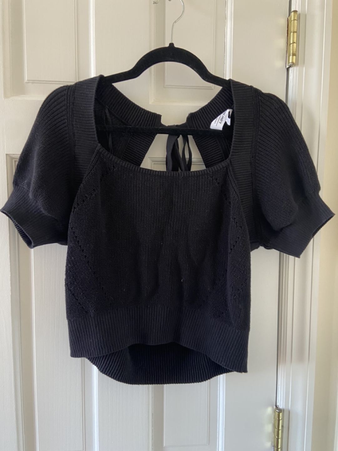& Other Stories Black Knit Crop Top