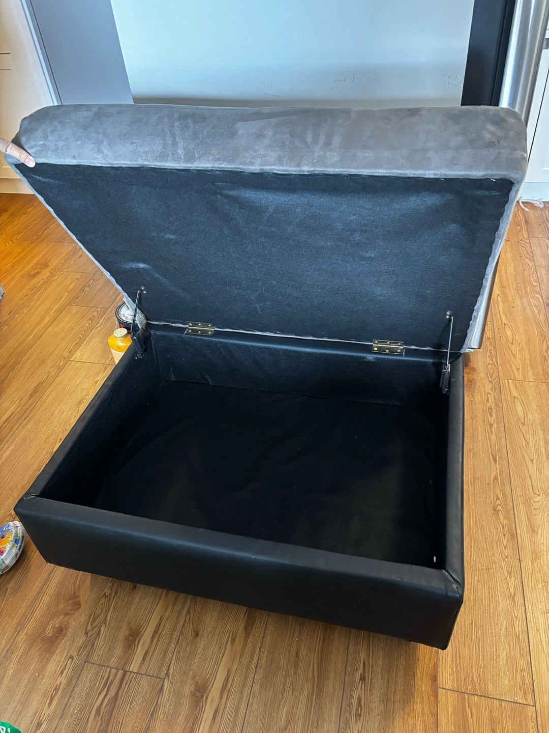 Grey and Black Storage Ottoman