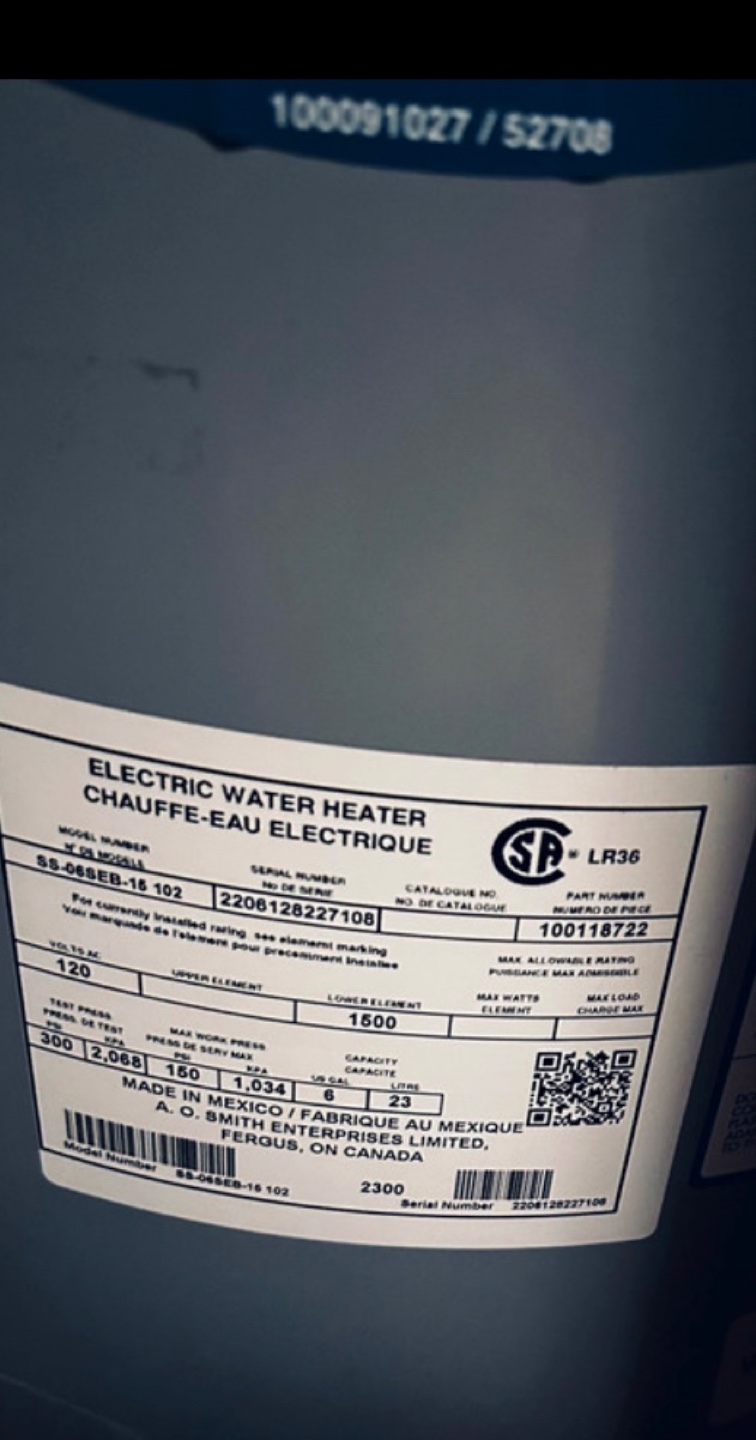SpaceSaver SS06SEB15 6-Gallon Electric Water Heater - photo 5
