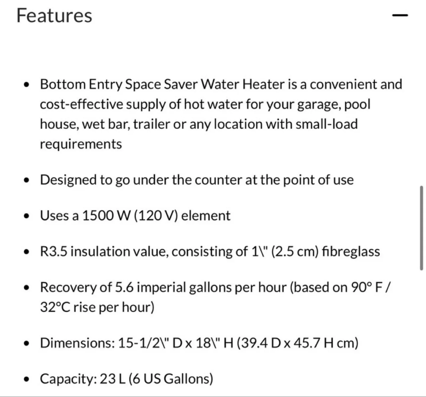 SpaceSaver SS06SEB15 6-Gallon Electric Water Heater image indicator(4)