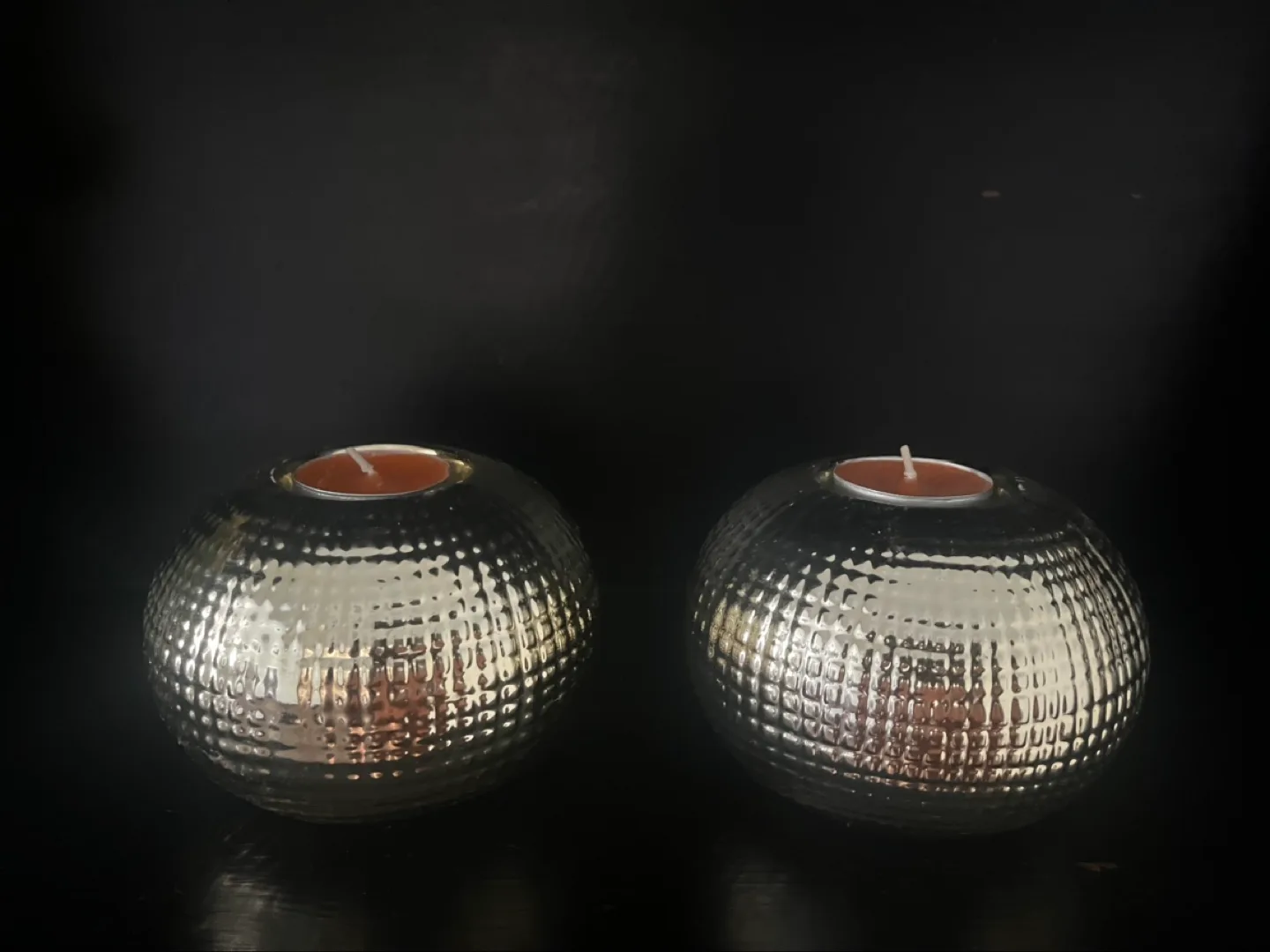 Pair of Gold Hammered Metal Candle Holders thumbnail