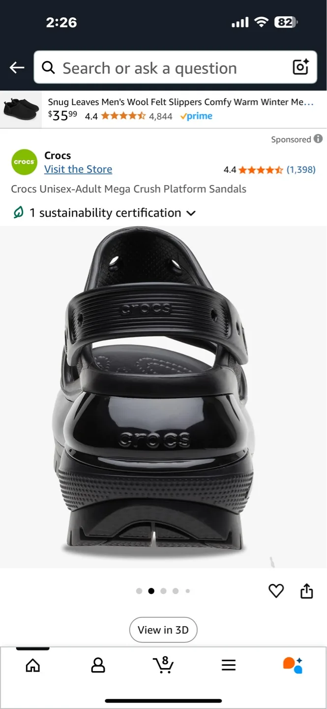 Crocs Unisex-Adult Mega Crush Platform Sandals - Black image indicator(2)