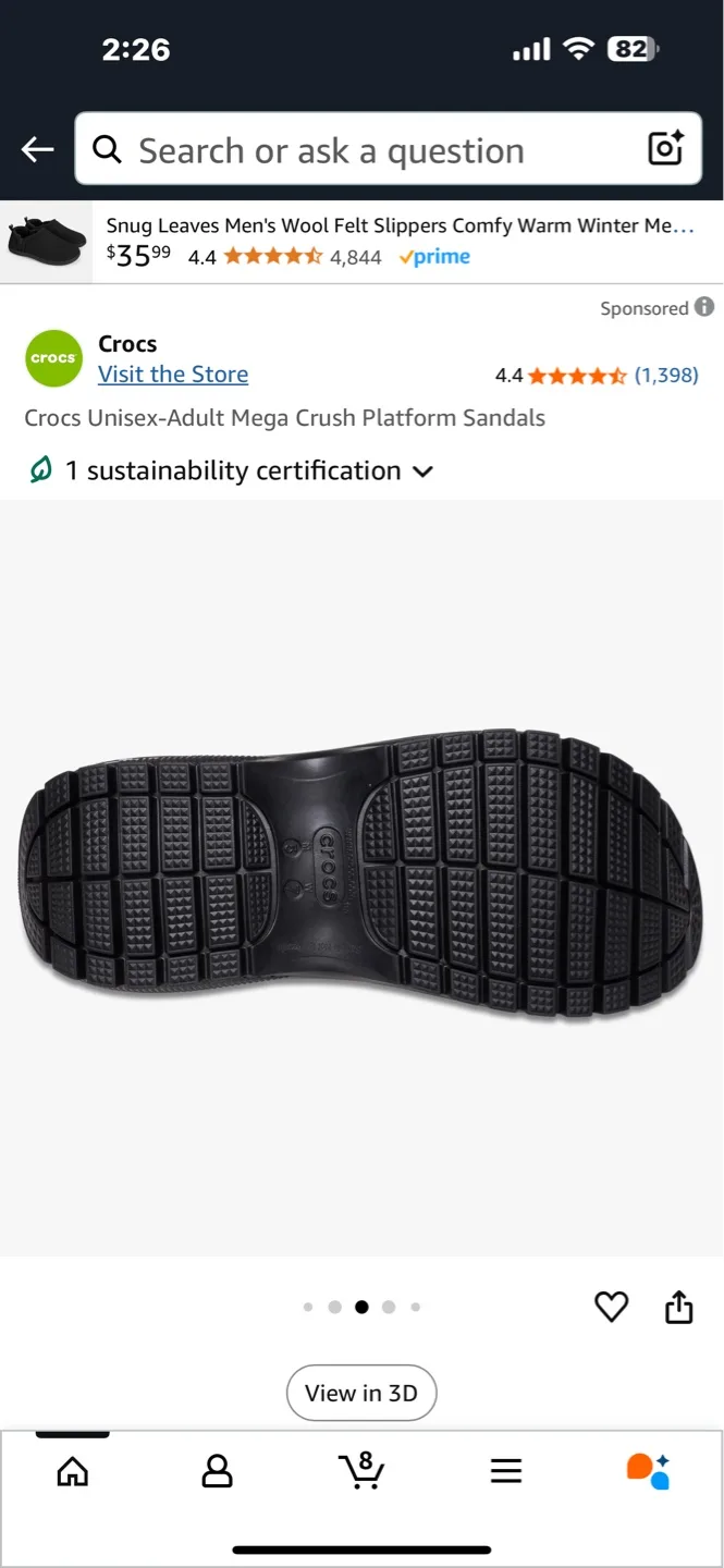 Crocs Unisex-Adult Mega Crush Platform Sandals - Black thumbnail