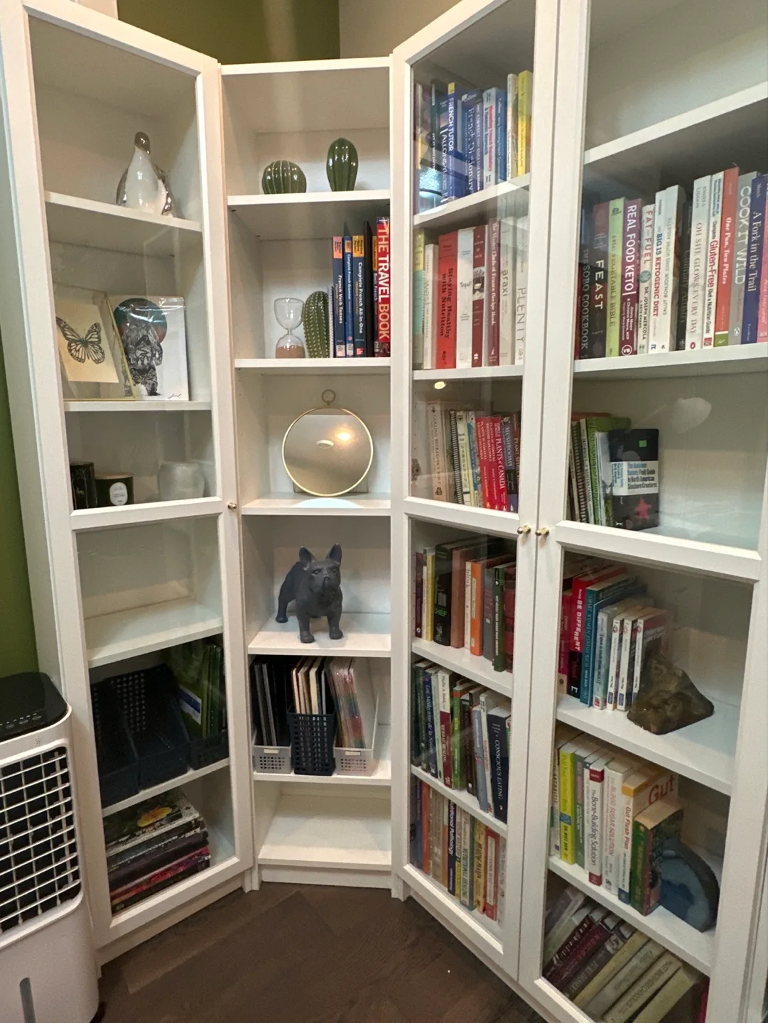 White Corner Bookcase with Glass Doors image indicator(3)