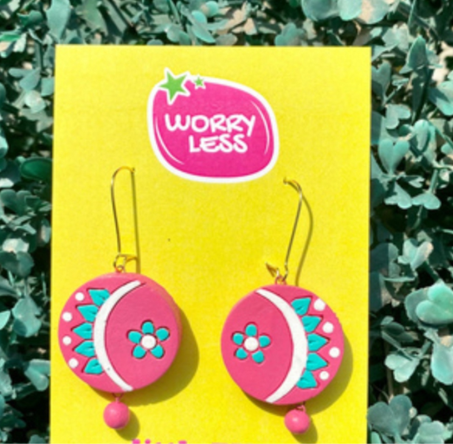 Moon PINK - unique terracota earring