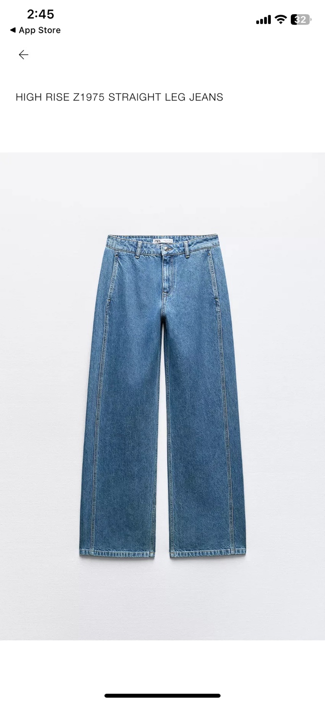 Zara High Rise Z1975 Straight Leg Jeans