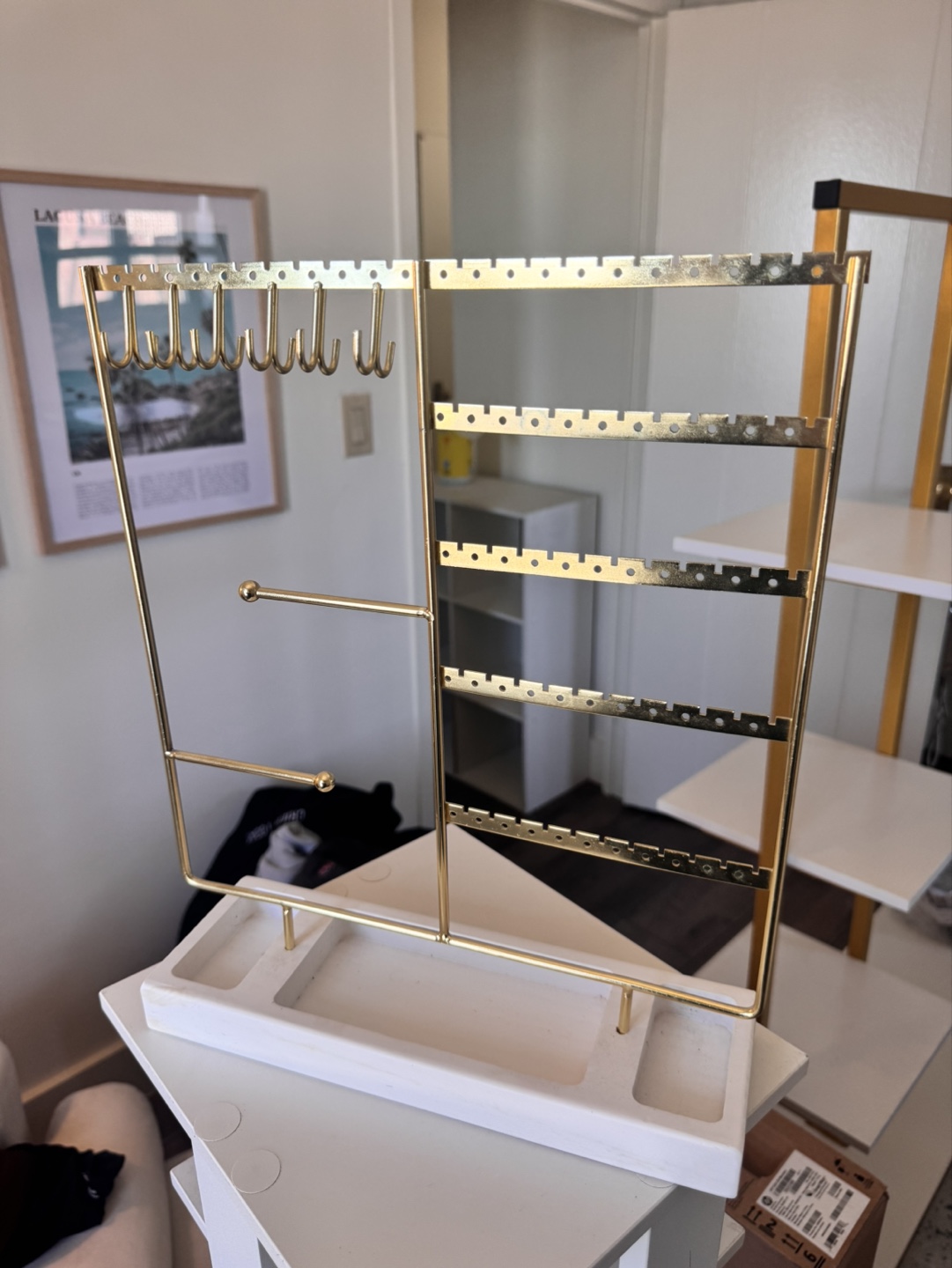 Gold Metal and White Marble Jewelry Organizer - photo 2