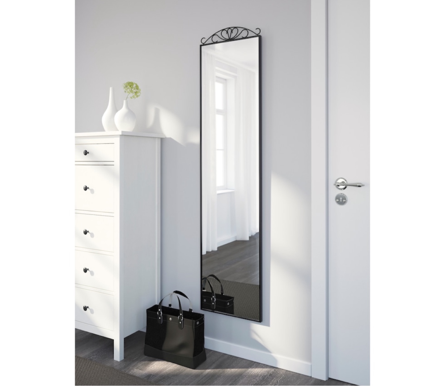IKEA KARMSUND Full Length Black Metal Frame Mirror - photo 2