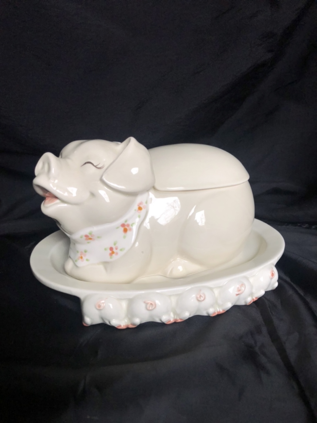 Adorable Fitz and Floyd pig dish and piglet plate - photo 2