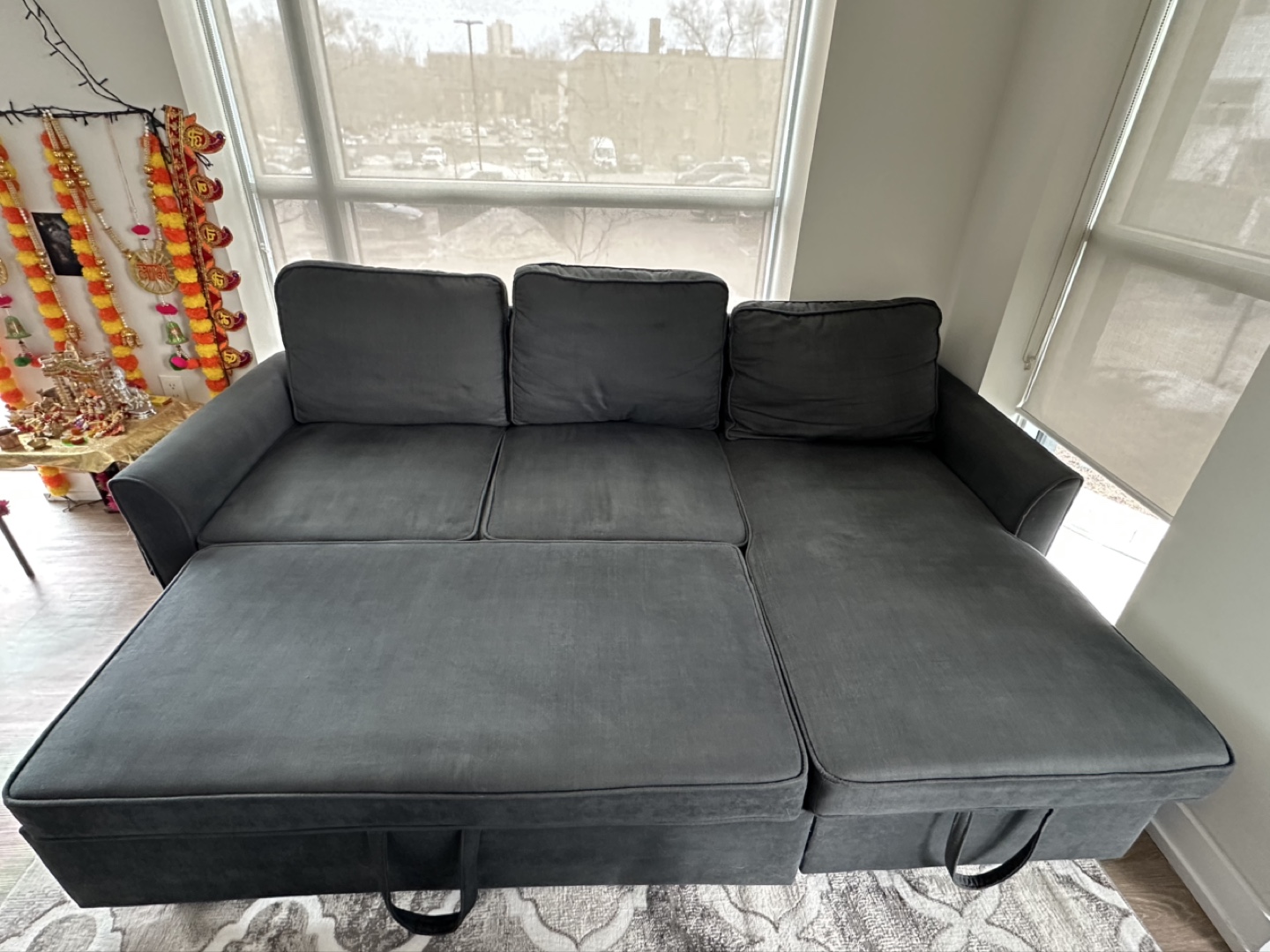 3- Seat Sectional Sofa Bed with Storage