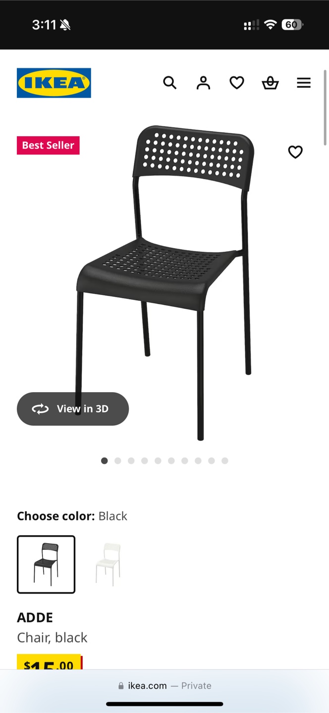 IKEA ADDE Chair - Black - photo 2