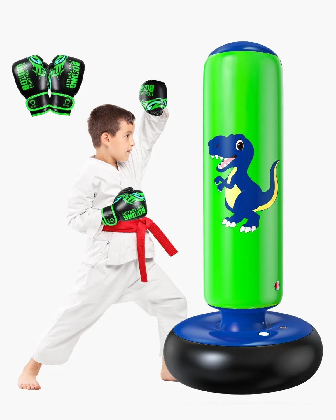 QPAU Inflatable Punching Bag for Kids - Dinosaur Design thumbnail