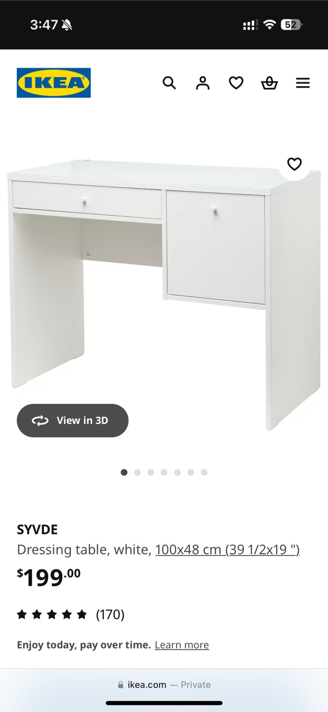 IKEA SYVDE Dressing Table /desk- White - photo 3