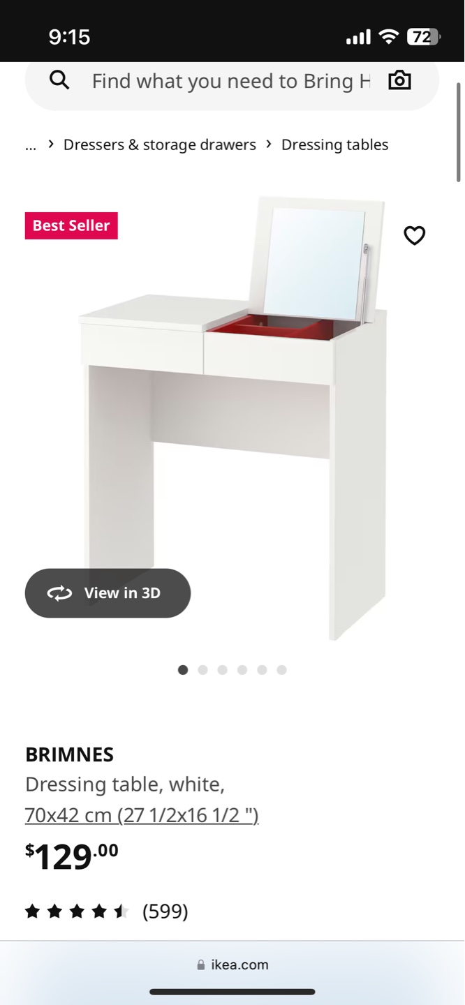 IKEA BRIMNES White Dressing Table