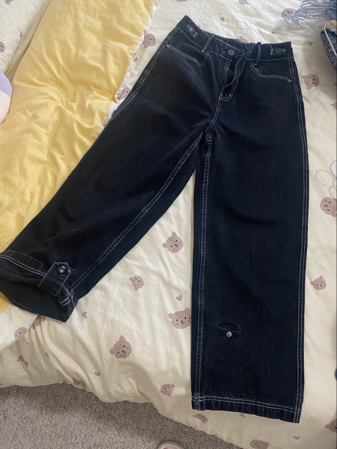Adjustable Black Pants – Can Roll or Wear Long
