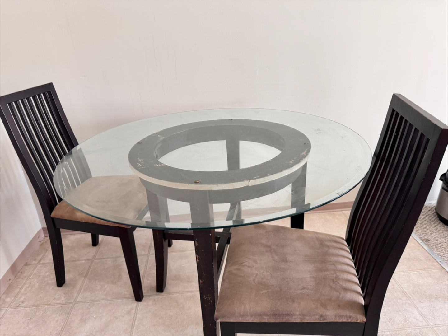 Glass-top dining table set with two chairs - photo 4