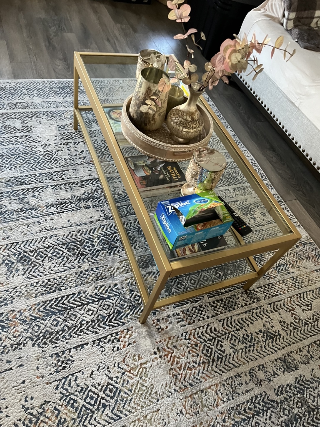 Gold Glass Top Coffee Table