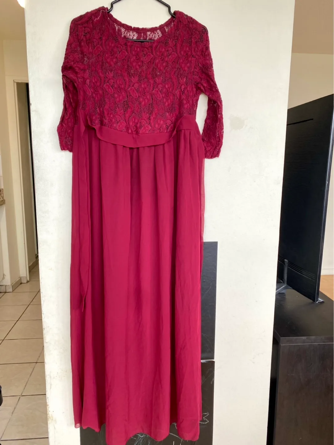Burgundy Maternity Maxi Dress #freecycle thumbnail