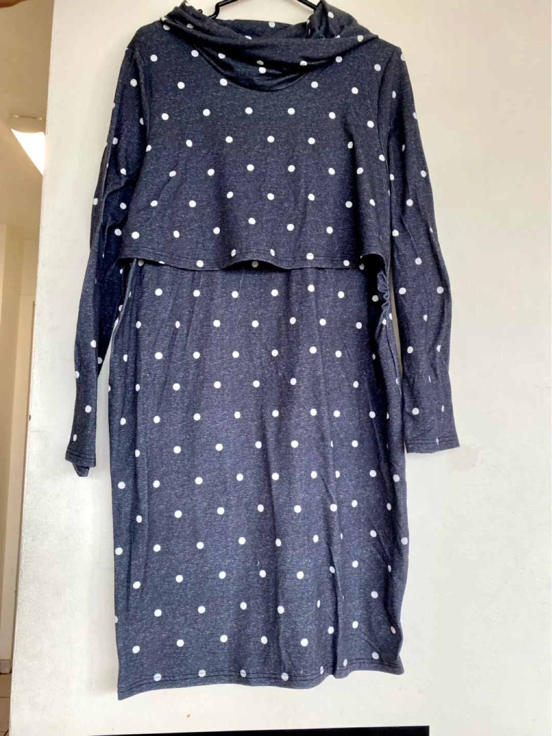 Nursing Dress - Grey Polka Dot - Size XL thumbnail