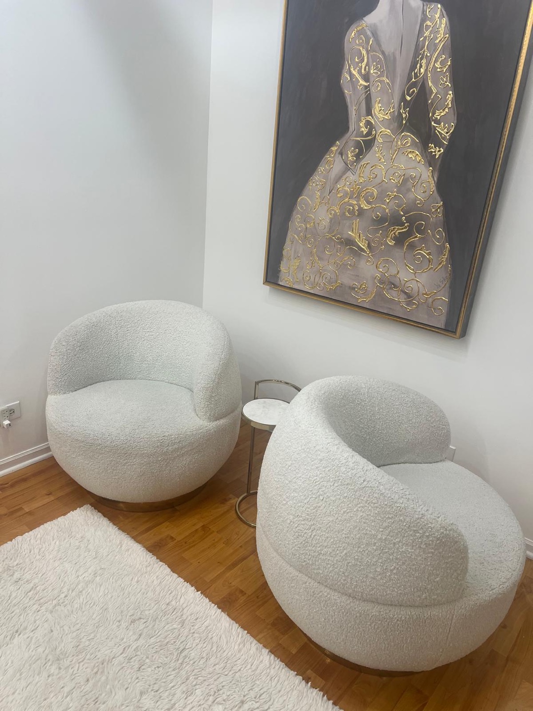 Pair of White Sherpa Swivel Accent Chairs - photo 3