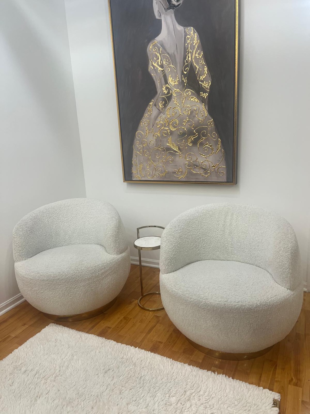 Pair of White Sherpa Swivel Accent Chairs - photo 5