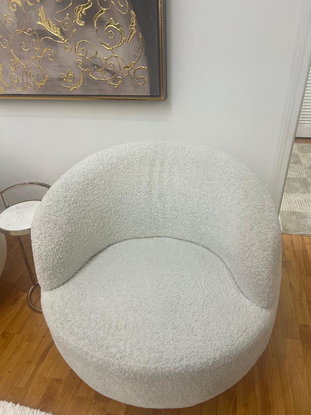 Pair of White Sherpa Swivel Accent Chairs - photo 4