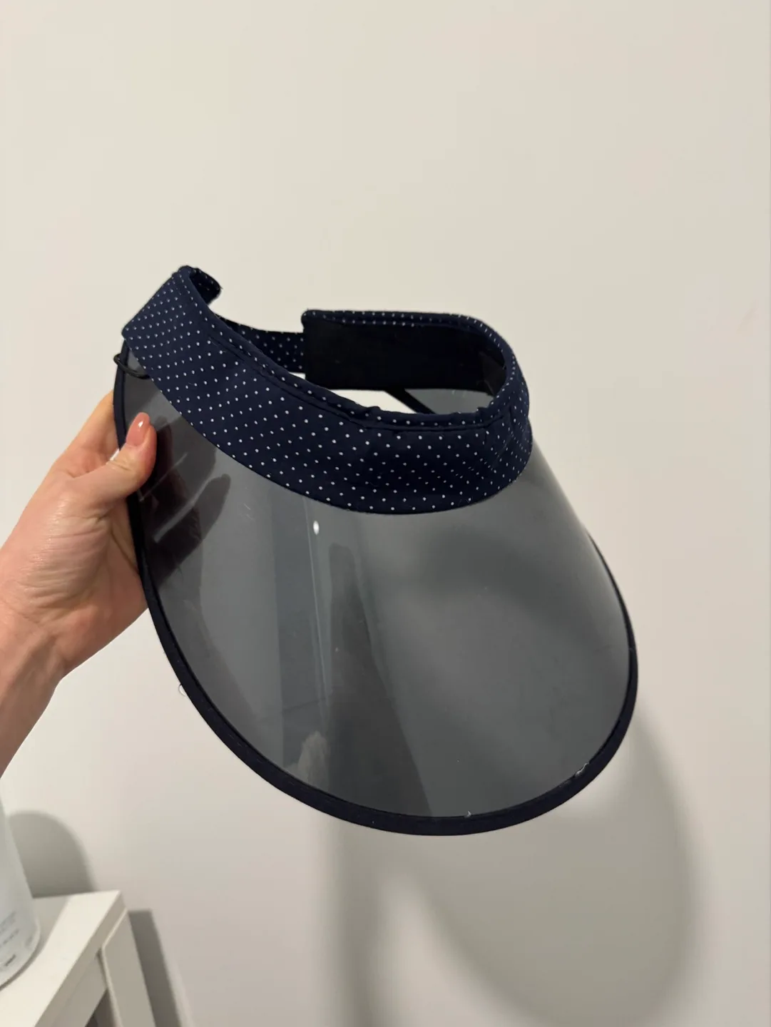 Women's Visor Sun Hat - Navy Blue Polka Dot image indicator(2)