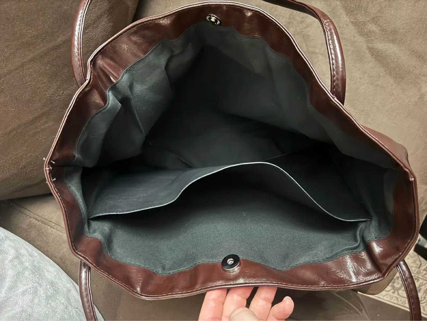 Brown Faux Leather Tote Bag image indicator(3)