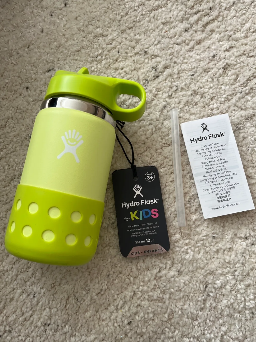 New! Hydro Flask for Kids 12oz Water Bottle - Lime Green thumbnail