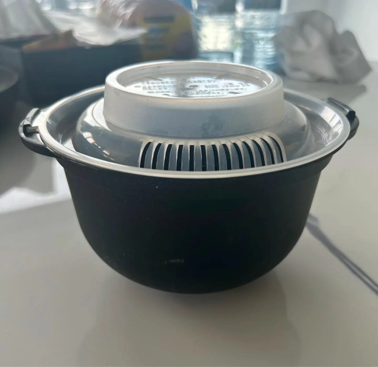 Black Plastic Microwave rice bowl thumbnail