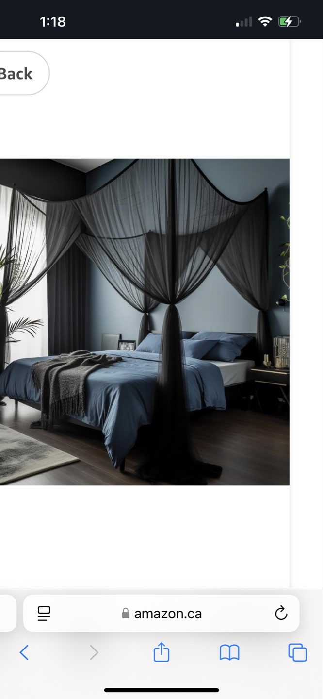 Black Canopy Mosquito Net for Bed