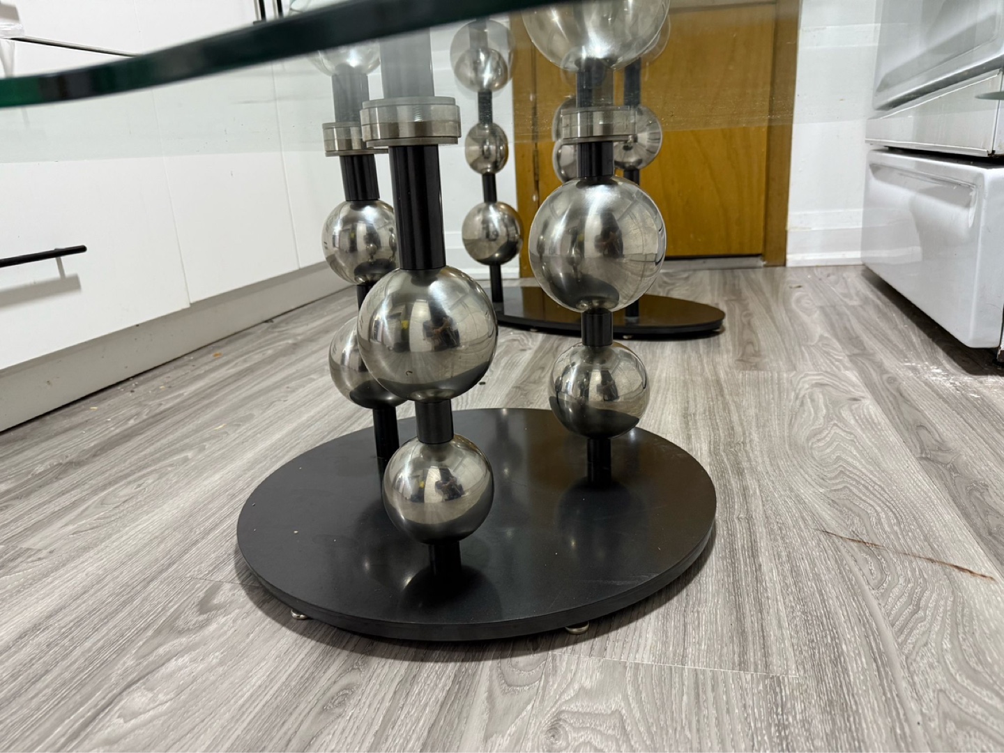Unique Glass & Metal Coffee Table Set
