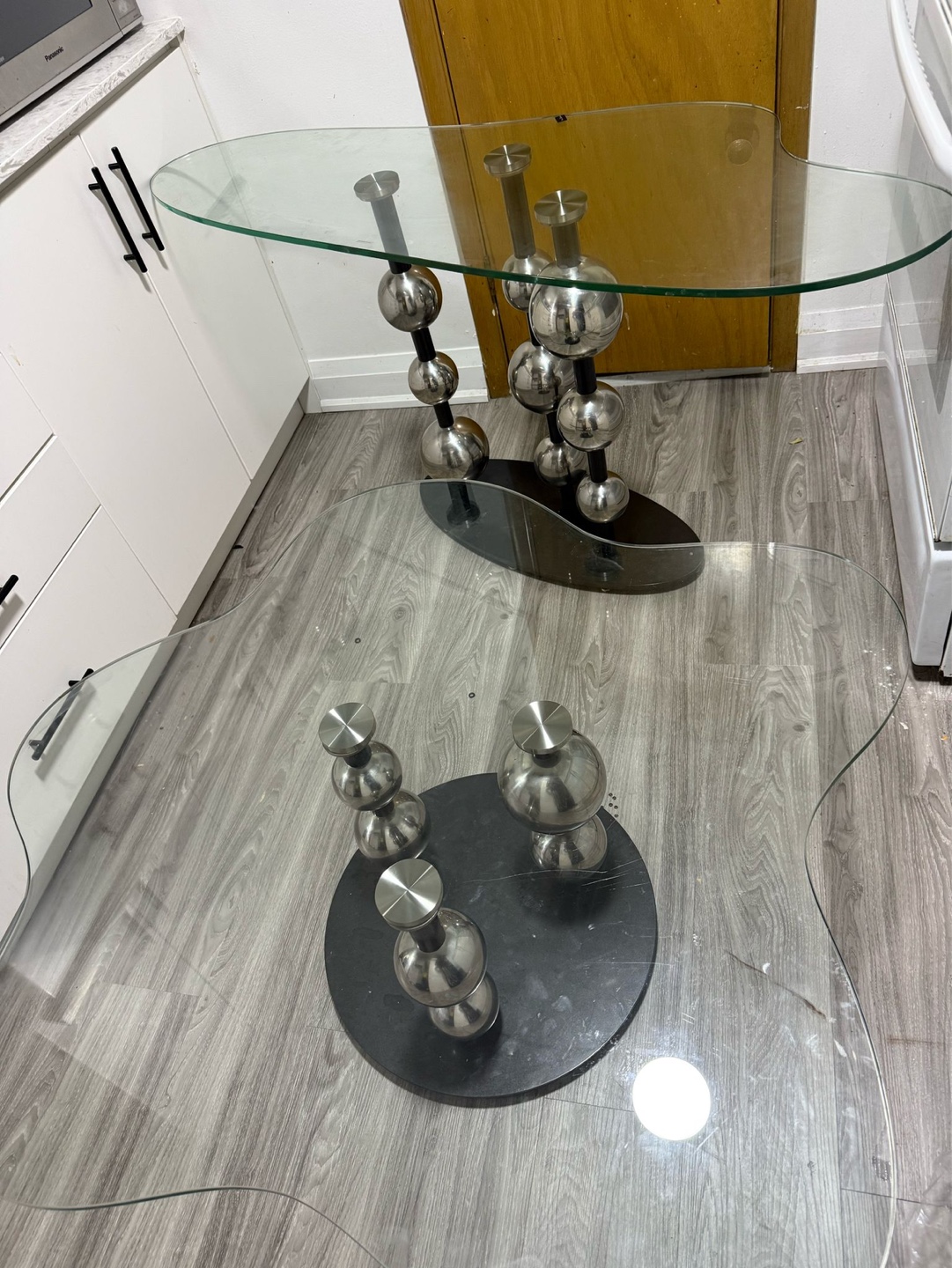 Unique Glass & Metal Coffee Table Set - photo 3