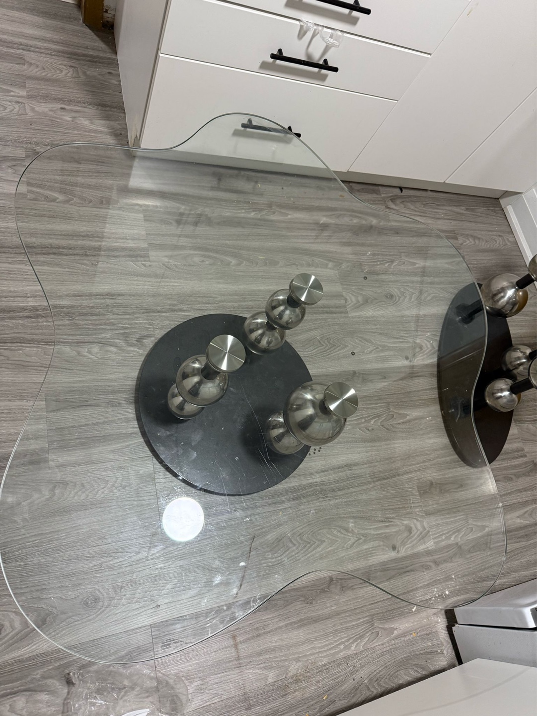 Unique Glass & Metal Coffee Table Set - photo 2