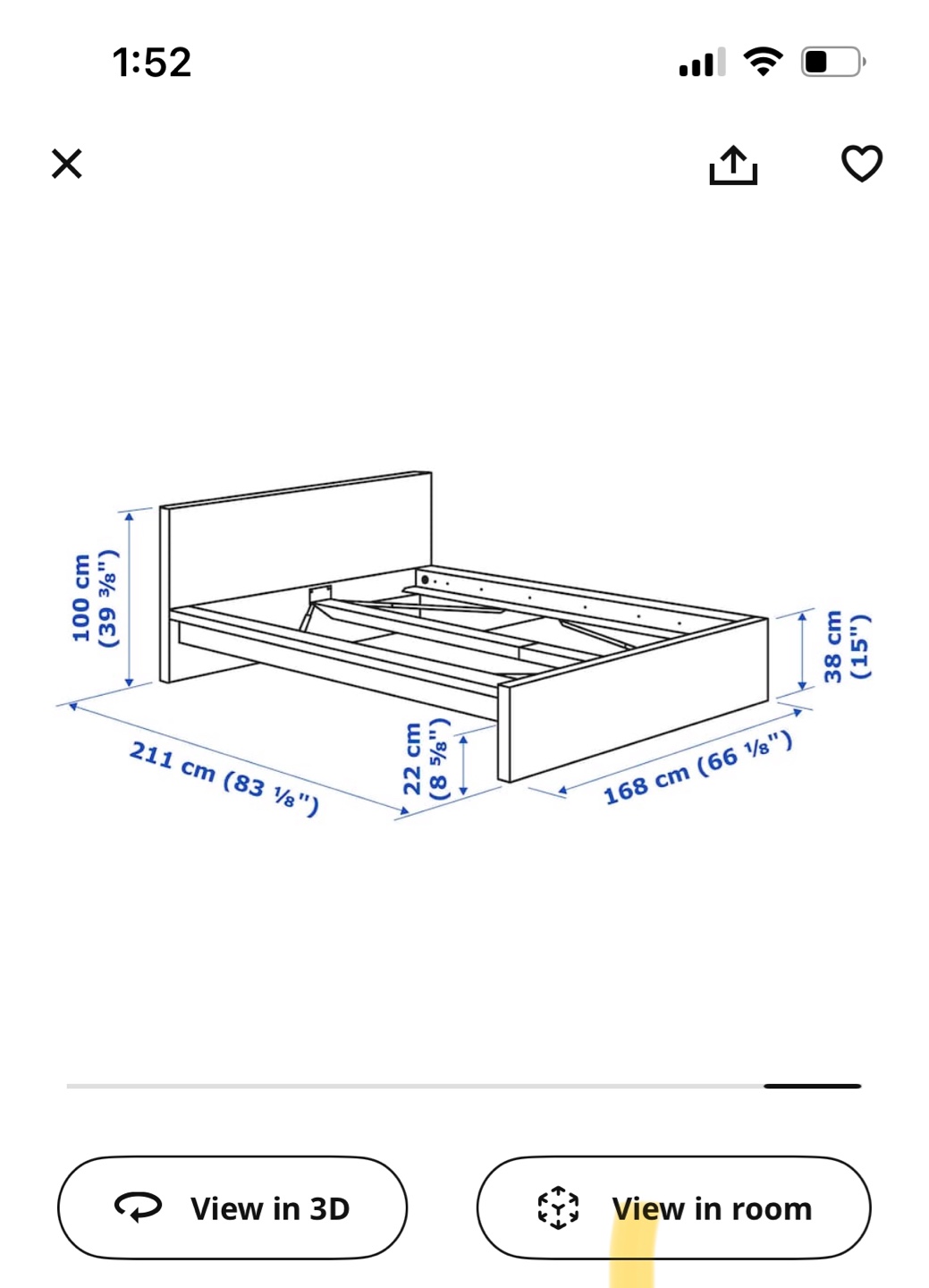 IKEA Queen Bed Frame - White with mattress and mattress cover