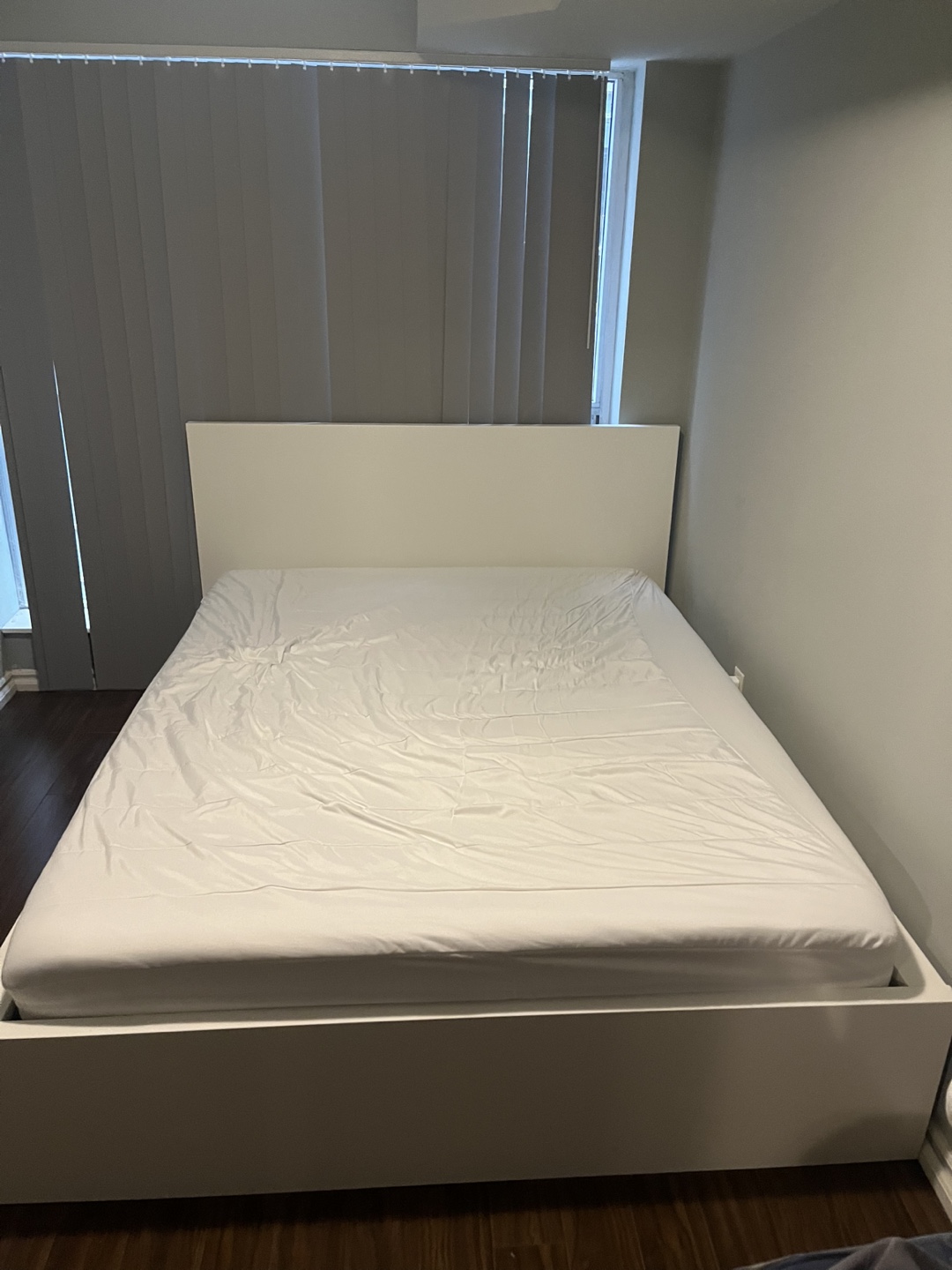 IKEA Queen Bed Frame - White with mattress and mattress cover - photo 4