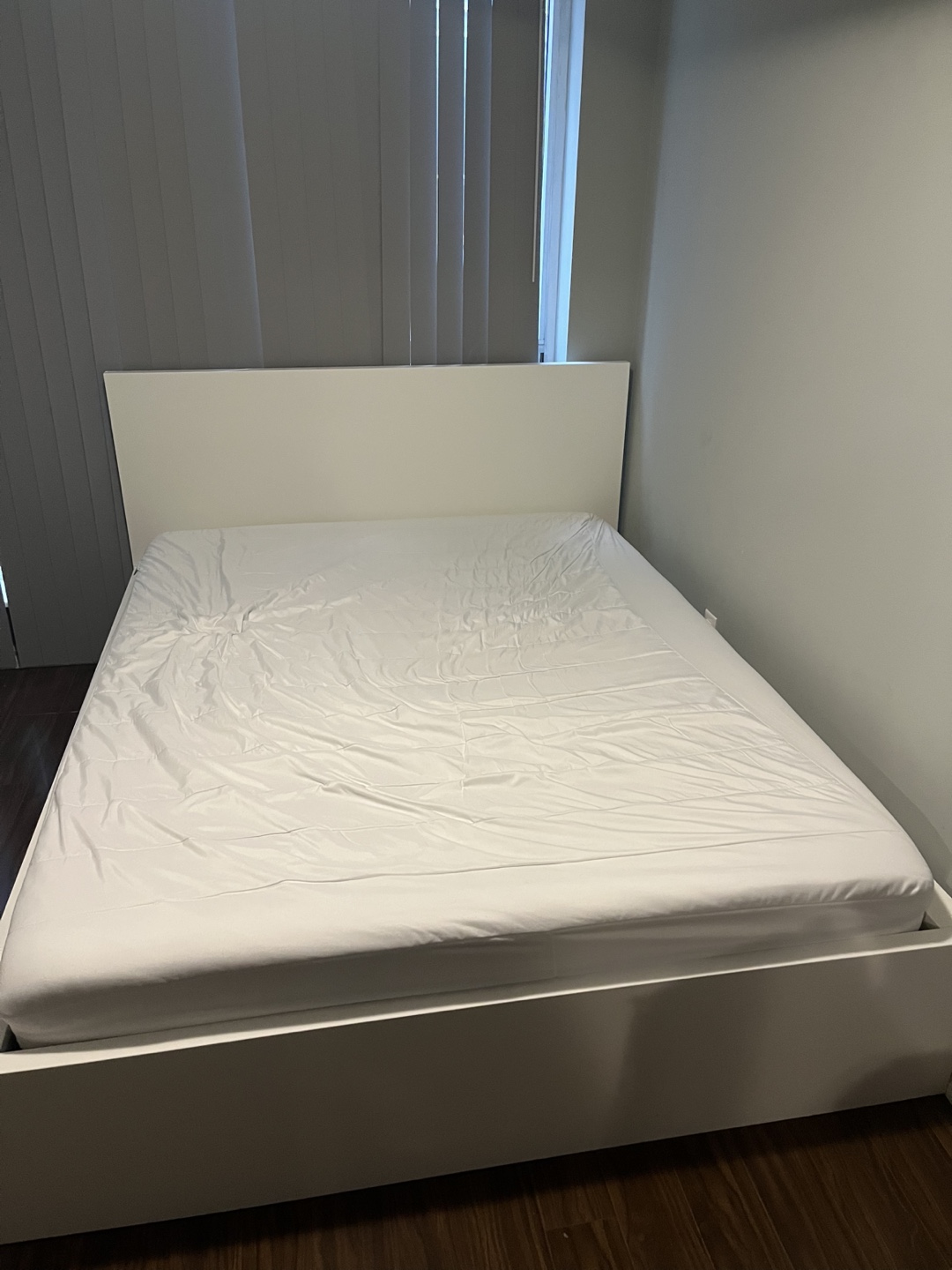 IKEA Queen Bed Frame - White with mattress and mattress cover - photo 5