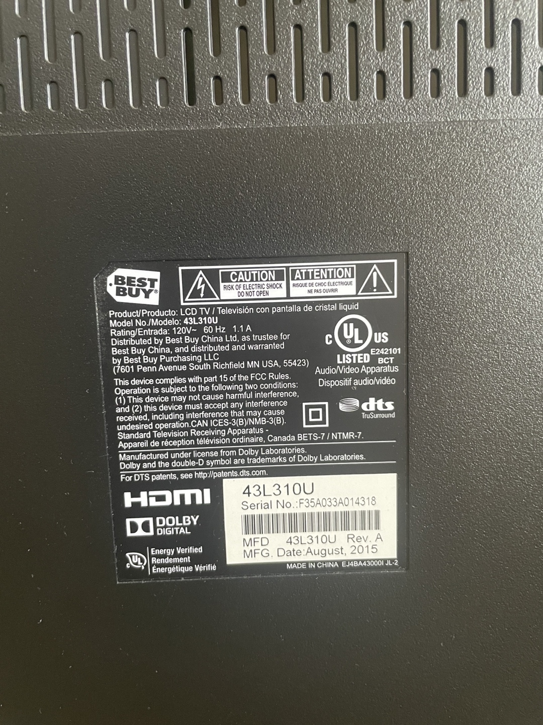 Toshiba 43” LCD TV - photo 3