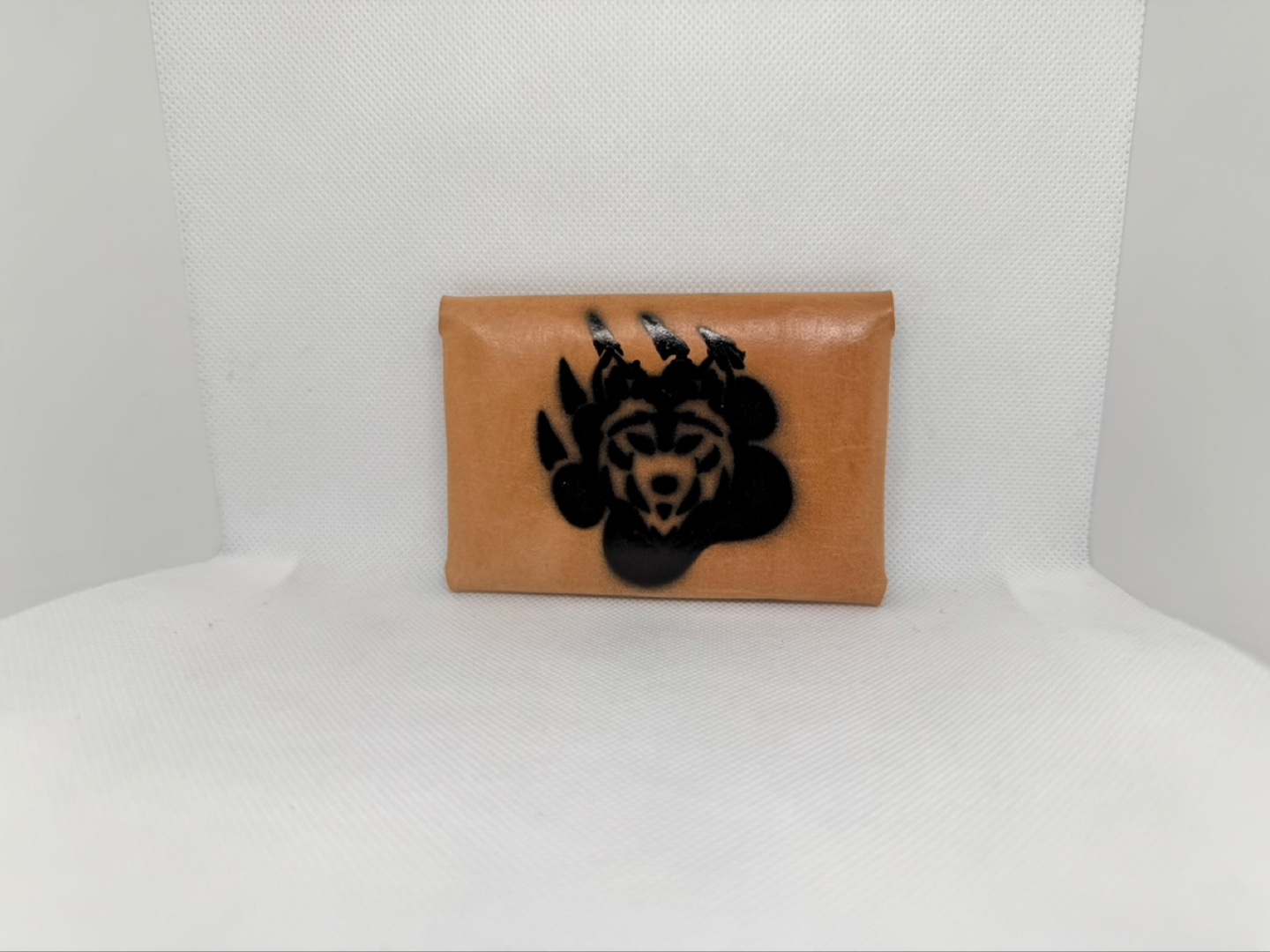 Custom Leather Card Holder Wallet - Bear Paw Design - photo 2