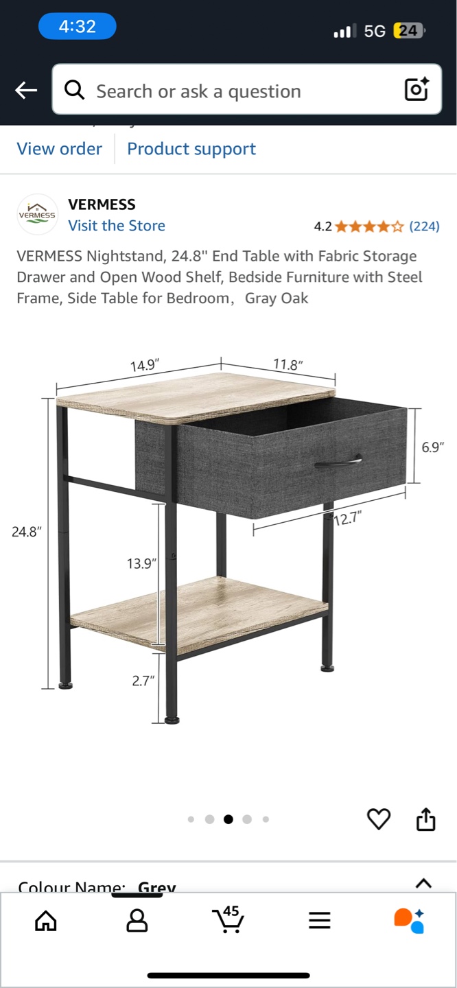 VERMESS Nightstand - Gray Oak - photo 3