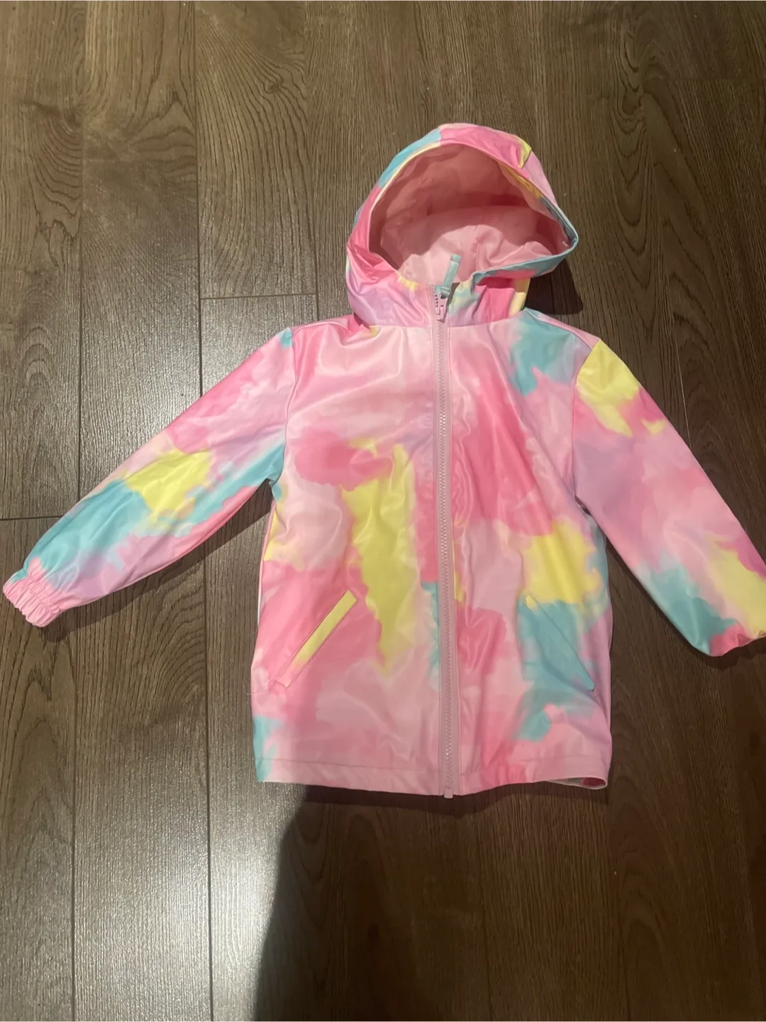 Toddler Girls' Pink Tie-Dye Rain Jacket Size 4-5 thumbnail